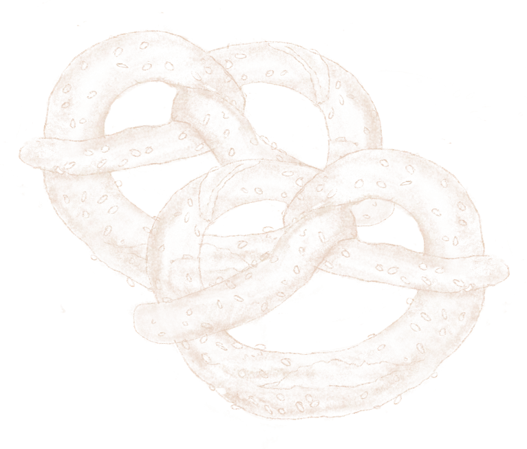 Ein Brezel in Knotenform mit charakteristischen Markierungen auf der Oberfläche