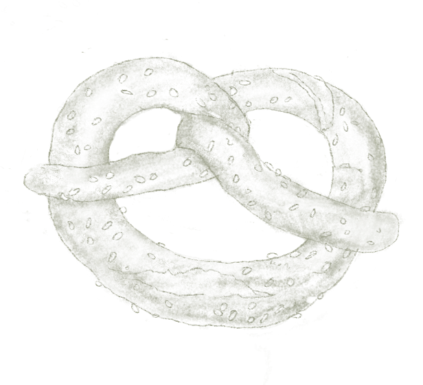 Un bretzel en forme de nœud avec des points sur la surface
