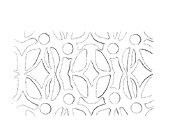 Dessin abstrait en noir et blanc composé de formes géométriques et organiques entrelacées