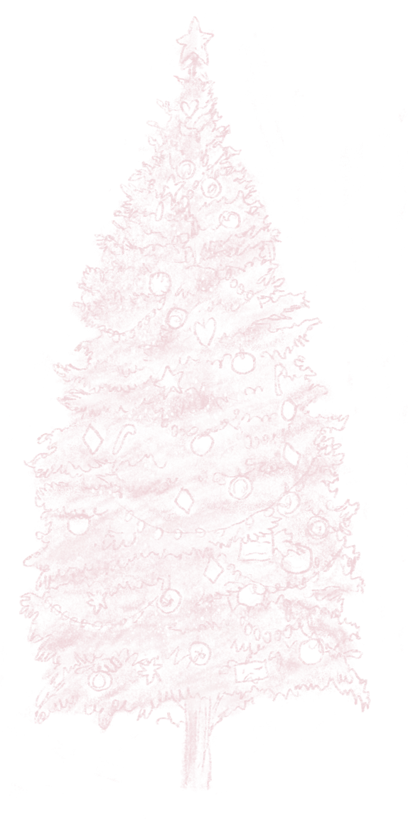 A Christmas tree decorated with patterns and stars on top